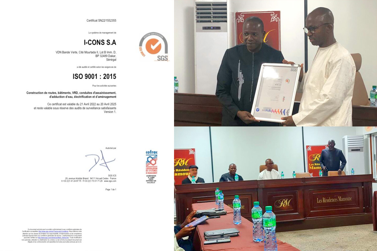 Cérémonie de remise du certificat ISO 9001 V 2015